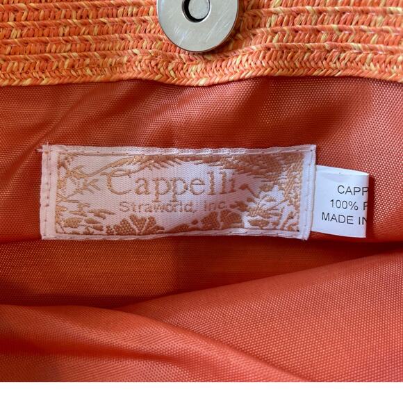 Cappelli Straworld Shoulder Bag Tote Striped Orange Pink Beachy Resort Pool NWOT - Picture 11 of 13